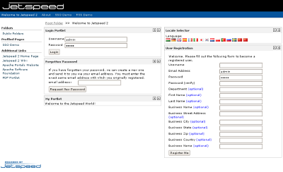 Screenshot of custom Jetspeed portal